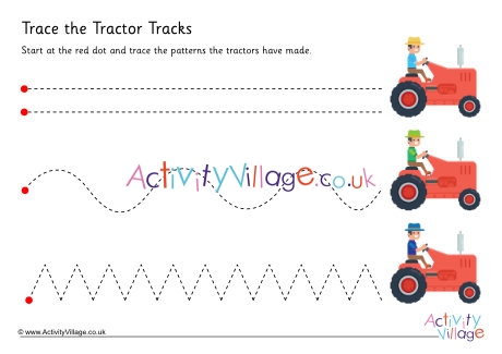 Trace the tractor tracks pencil control
