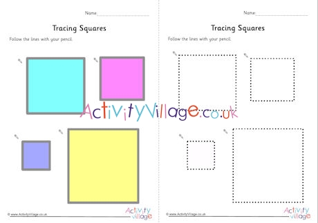 Tracing squares worksheets