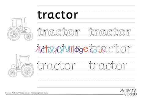 Tractor Handwriting Worksheet