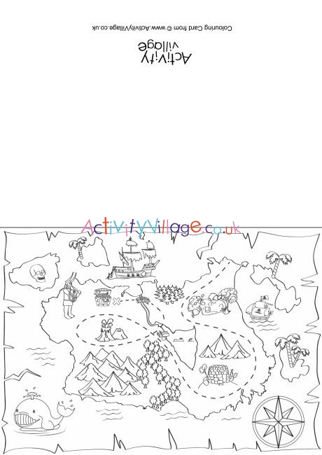 Treasure Map Colouring Card