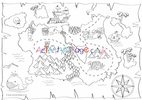 Treasure Map Colouring Page