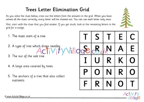 Trees Letter Elimination Grid