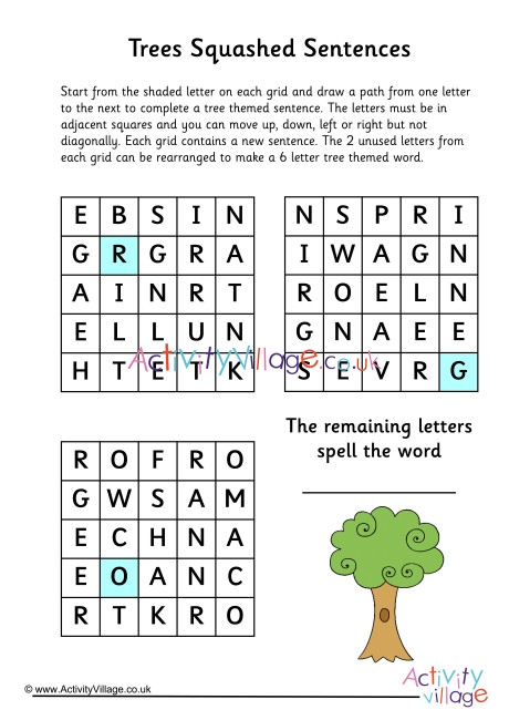 Trees Squashed Sentences Puzzle