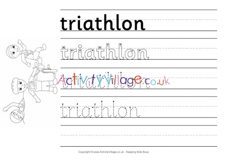 Triathlon handwriting worksheet