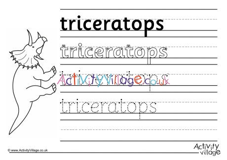 Triceratops Handwriting Worksheet