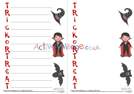 Trick Or Treat Acrostic Poem Printable