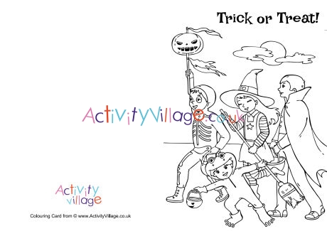 Trick or treat colouring card