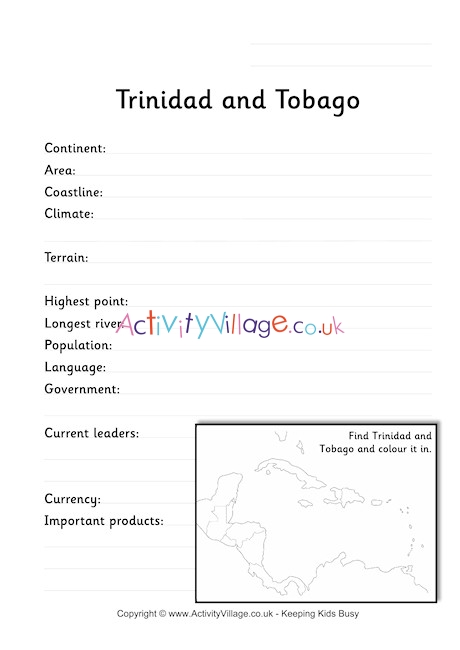 Trinidad and Tobago Fact Worksheet