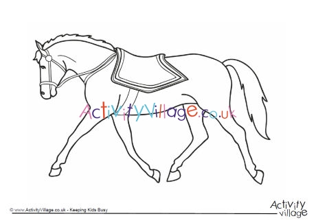 Trotting horse colouring page