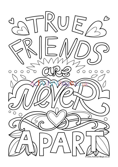 True friends are never apart colouring page