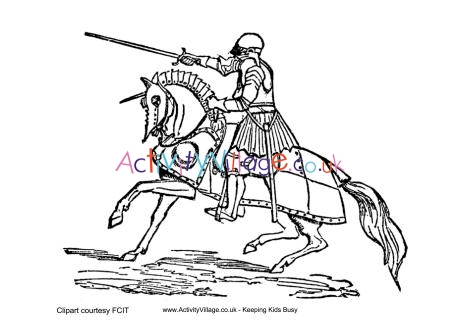 Tudor knight colouring page