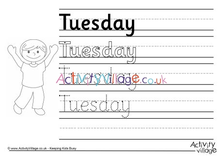 Tuesday handwriting worksheet