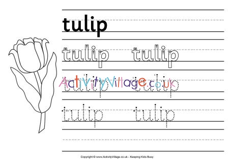 Tulip handwriting worksheet