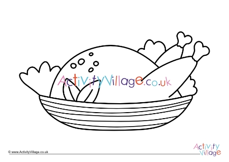 Turkey Dinner Colouring Page