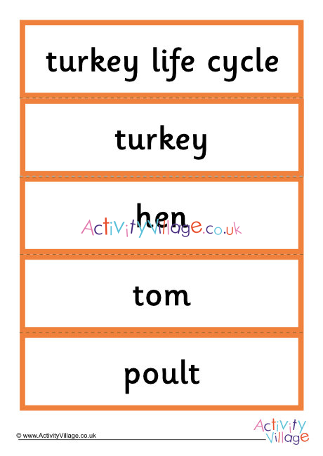 Turkey Word Cards