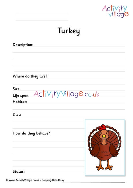 Turkey worksheet