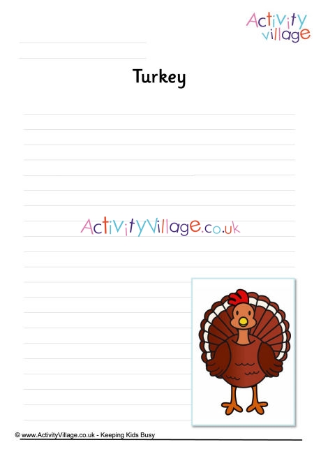 Turkey writing page