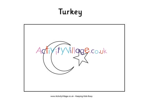 Turkish flag colouring page