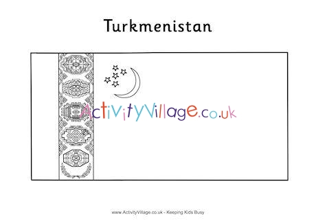 Turkmenistan Flag Colouring Page