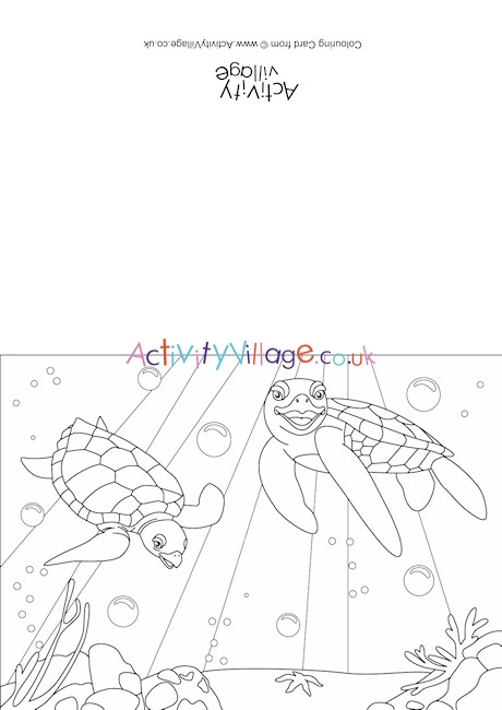 Turtles Scene Colouring Card