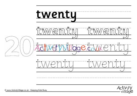 Twenty handwriting worksheet