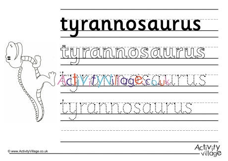 Tyrannosaurus Handwriting Worksheet