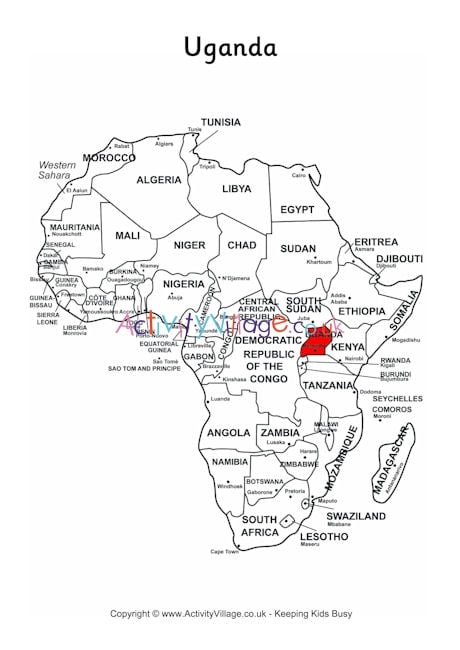 Uganda on map of Africa