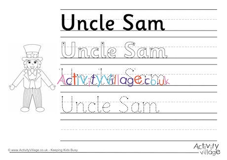 Uncle Sam Handwriting Worksheet
