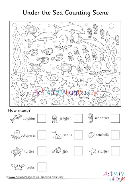 Under the Sea Counting Scene Worksheet