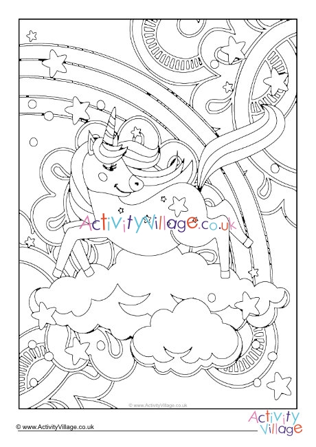 Unicorn Rainbow Colouring Page