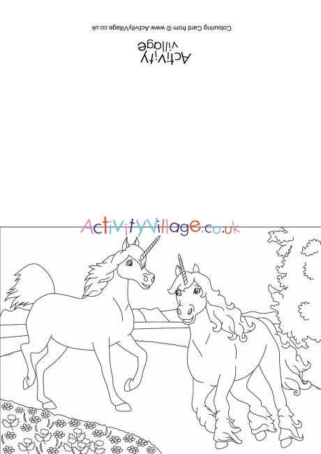 Unicorn Scene Colouring Card
