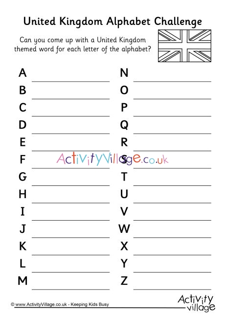 United Kingdom Alphabet Challenge