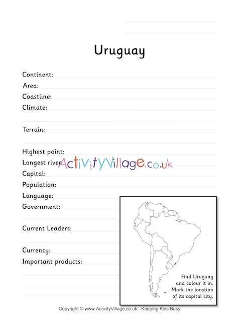 Uruguay fact worksheet