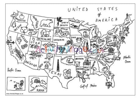 USA map colouring page