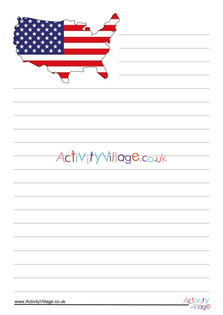 USA Map Writing Paper