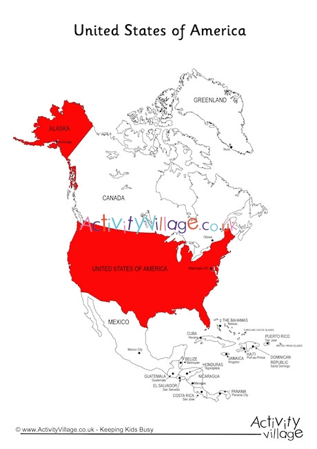 USA on Map of North America