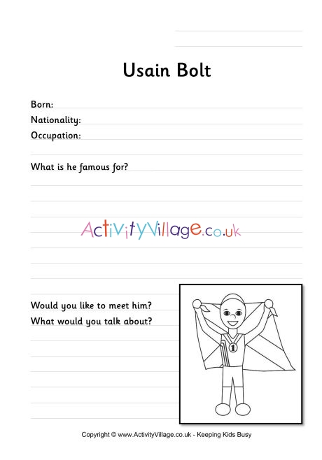 Usain Bolt worksheet