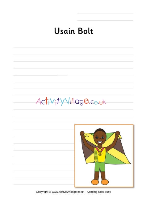 Usain Bolt writing page