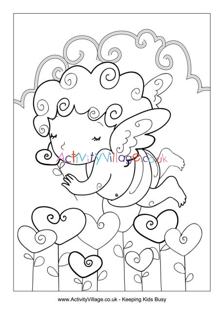 Valentine Angel colouring page 