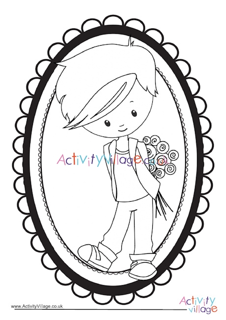 Valentine Boy colouring page 2