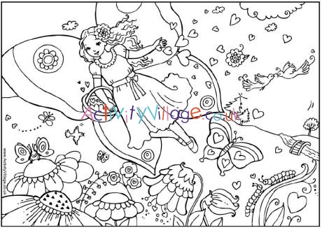 Valentine fairy colouring page