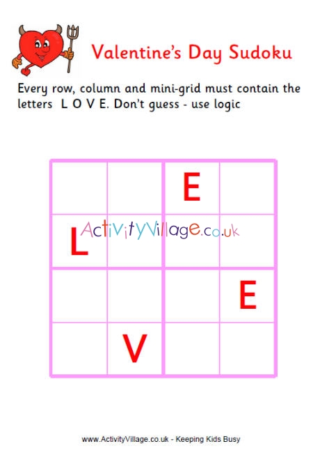 Valentine word sudoku - easy