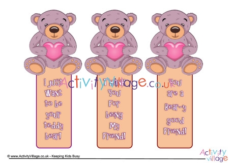 Valentine teddy bookmarks