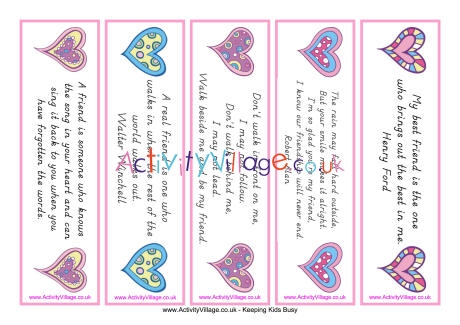 Valentine bookmarks - friendship