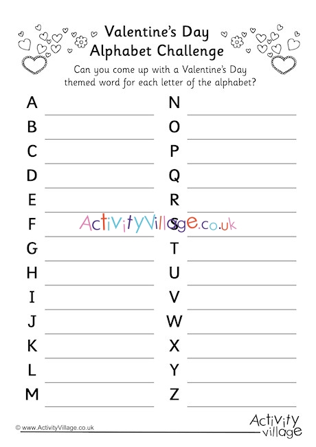 Valentine's Day Alphabet Challenge