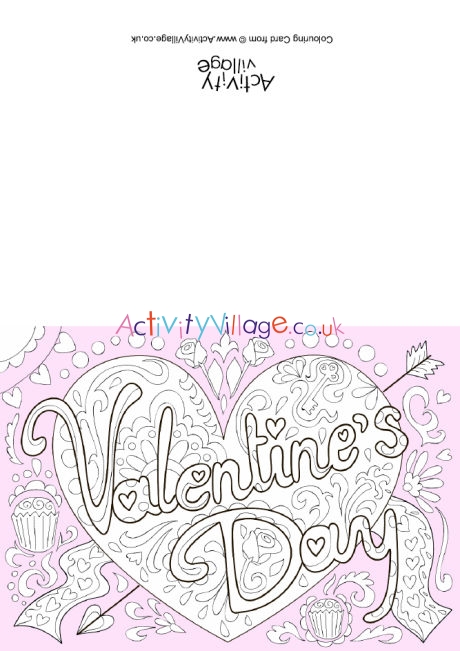Valentine's Day doodle colour pop colouring card