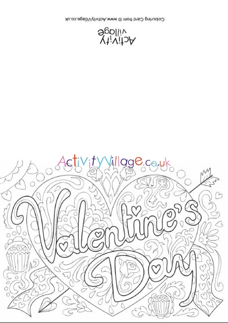 Valentine's Day doodle colouring card