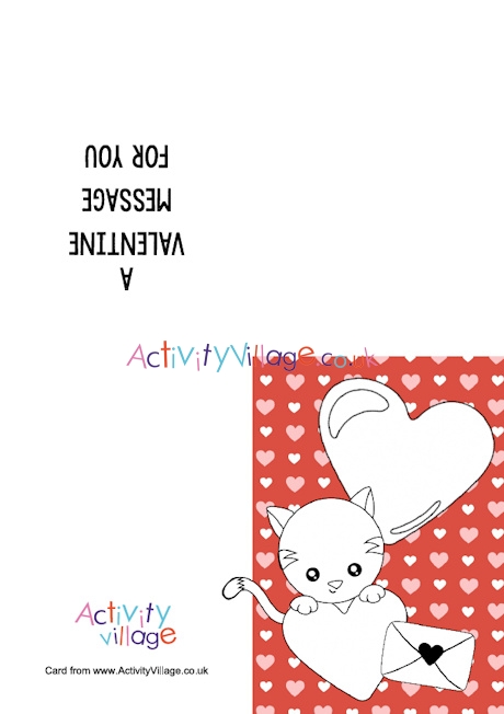Valentine's Day kitten colour pop colouring card