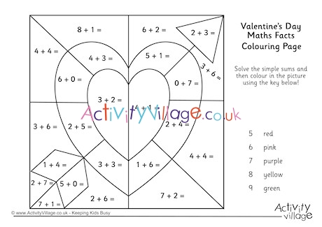 Valentine's Day Maths Facts Colouring Page