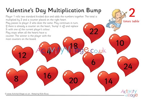 Valentine's Day Multiplication Bump 2 Times Table